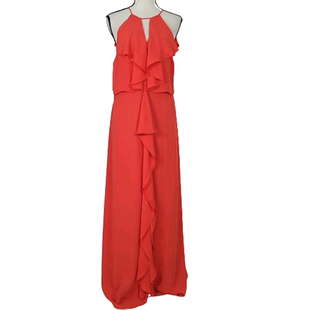 BCBGMAXAZRIA JANISA HALTER NECK RUFFLE DRESS - Picture 5 of 16